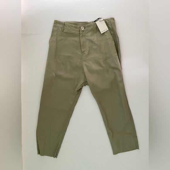 Acacia Dublin pants moss green raw hem cotton S Small - Picture 10 of 13